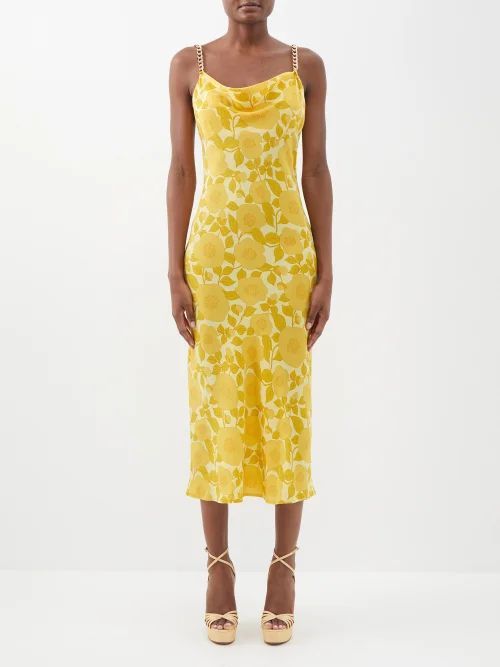 Bibi Silk Crepe De Chine Midi Slip Dress - Womens - Yellow