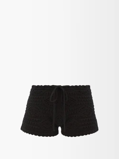 Crocheted Wool Shorts - Womens - Black