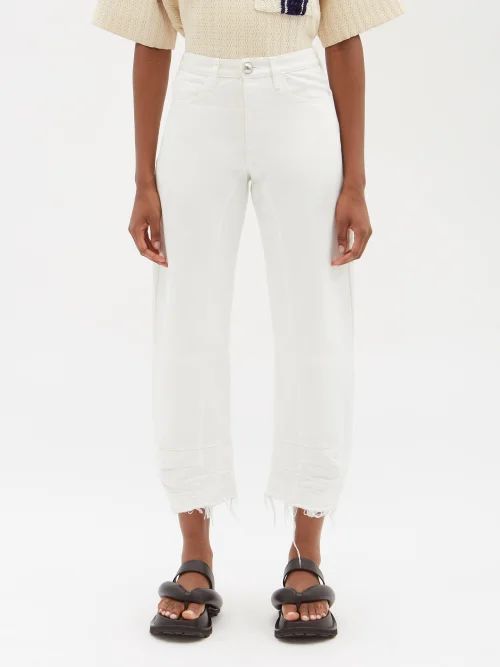 Raw-edge Curved-seam Jeans - Womens - White