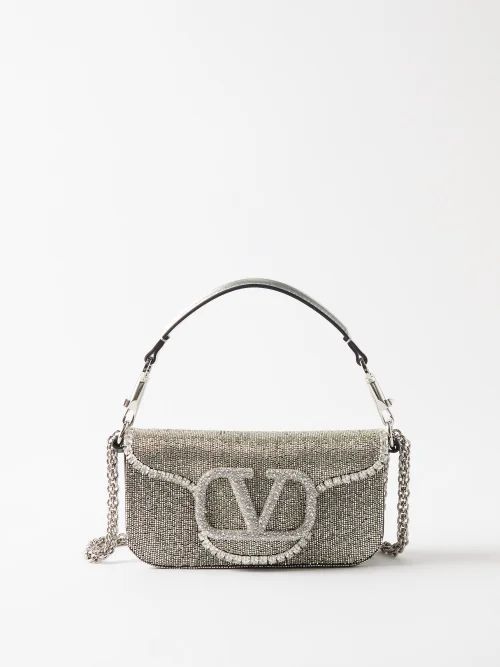 Locò Crystal-embellished Leather Shoulder Bag - Womens - Silver