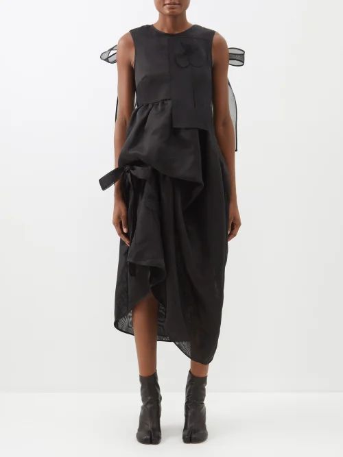 Dana Bow-embellished Silk Midi Dress - Womens - Black