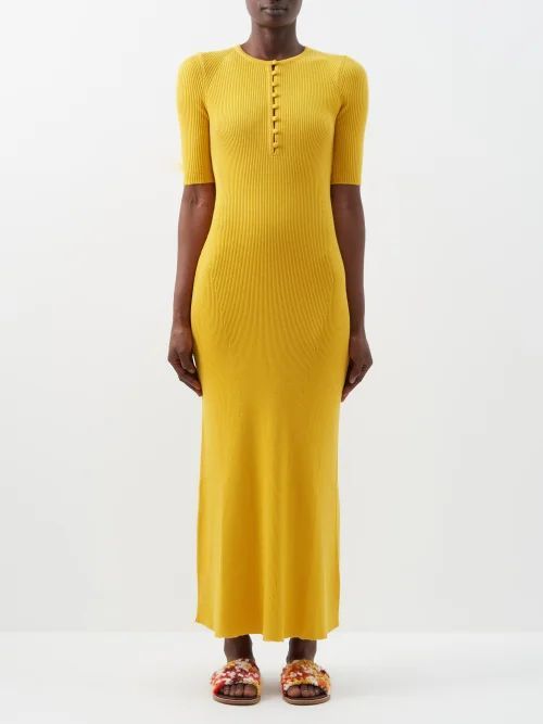 Johanna Ribbed Cashmere-blend Knitted Dress - Womens - Yellow