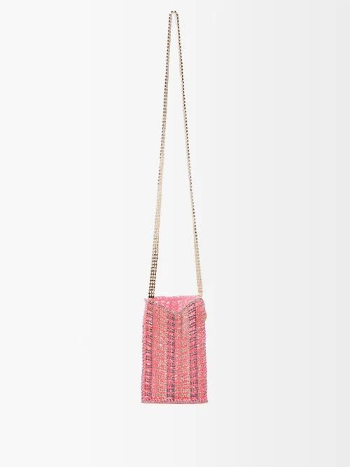 Crystal-embellished Crochet Cross-body Bag - Womens - Pink Multi