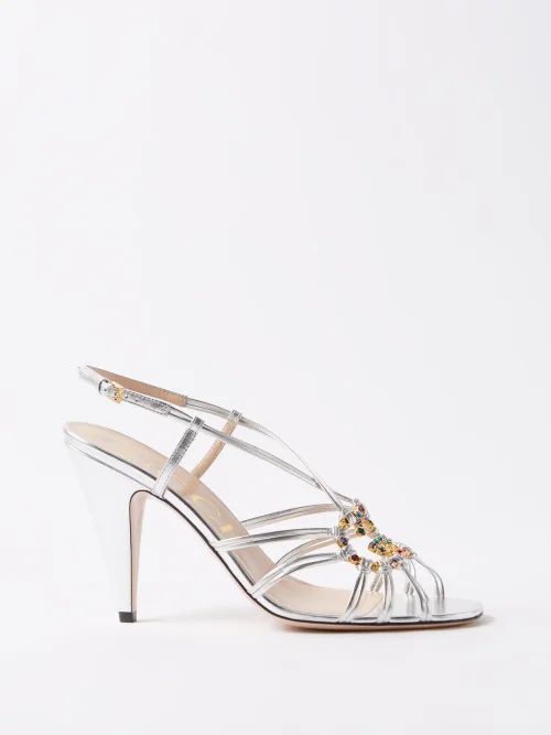 Isa 95 Crystal-embellished Leather Sandals - Womens - Silver