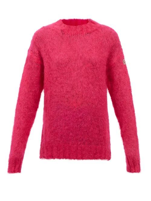 Logo-patch Mohair-blend Sweater - Womens - Pink