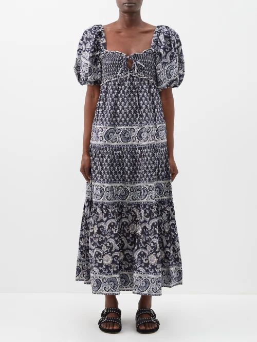 Jasper Paisley-print Cotton-lawn Dress - Womens - Black