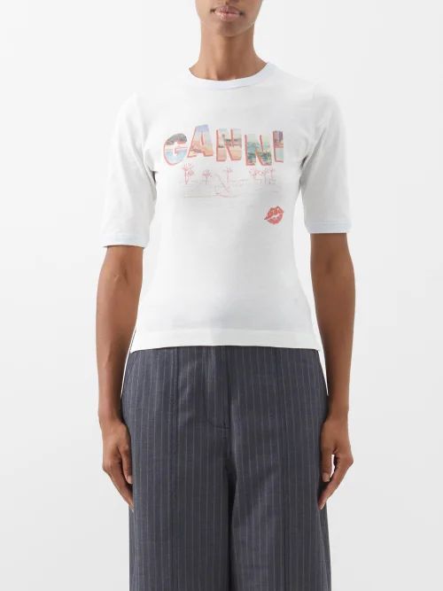 Logo-print Organic-cotton Jersey T-shirt - Womens - White Print