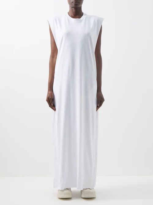 Sleeveless Recycled-yarn Maxi T-shirt Dress - Womens - White