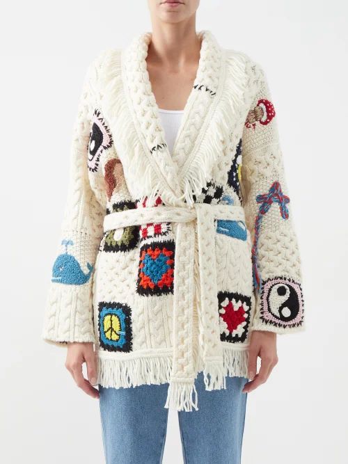 Northern Vibes Patchwork Wool Cardigan - Womens - White Multi