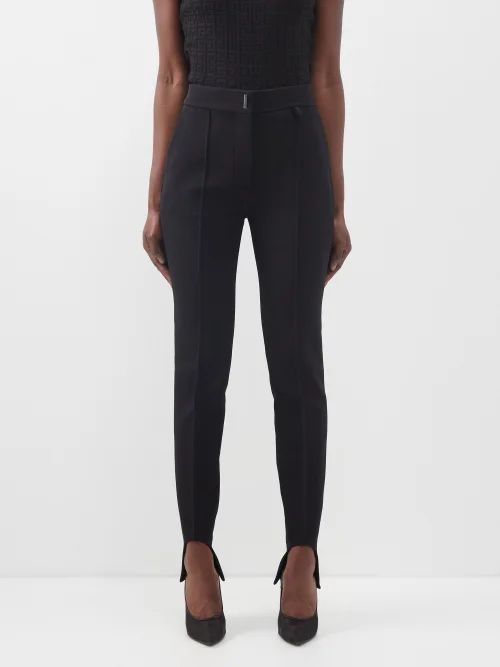 Stirrup-cuff Pleated Twill Trousers - Womens - Black