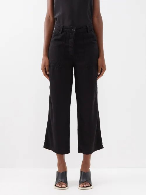 Wide-leg Pocket-front Trouser - Womens - Black