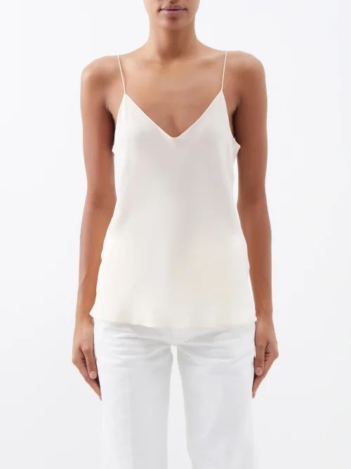 Thin-strap Silk Crepe De Chine Cami Top - Womens - Pale Pink