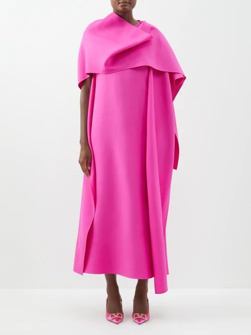 Crepe Couture Draped Wool-blend Dress - Womens - Pink