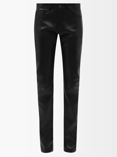 Leather Straight-leg Trousers - Womens - Black