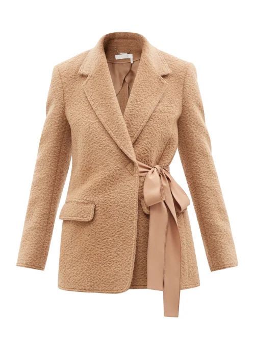 Side-tie Camel Wool-blend Jacket - Womens - Light Brown