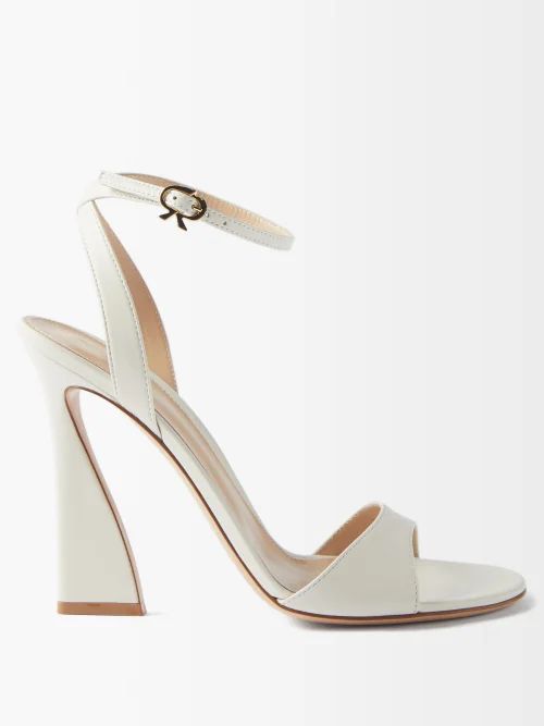 Aura 105 Flared-heel Leather Sandals - Womens - White