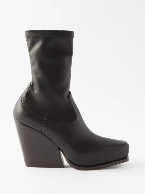 Faux-leather Cowboy Boots - Womens - Black