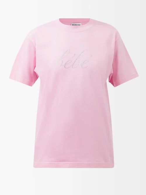 Bébé Crystal-embellished Cotton-jersey T-shirt - Womens - Pink