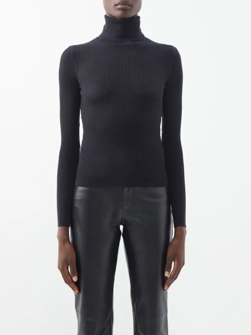 Cashmere-blend Roll-neck Sweater - Womens - Black