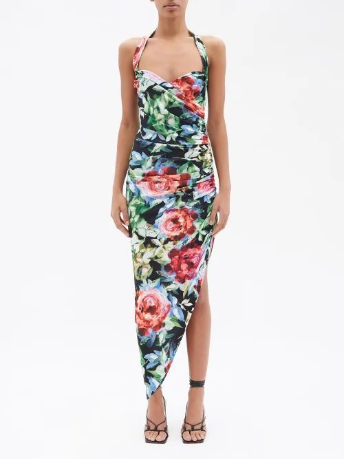 Cayla Asymmetric Halterneck Jersey Dress - Womens - Multi