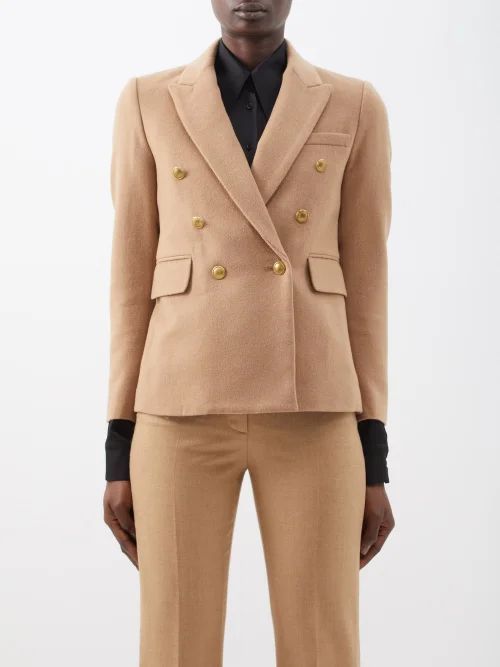 Henry Double-breasted Wool And Camel-hair Jacket - Womens - Camel
