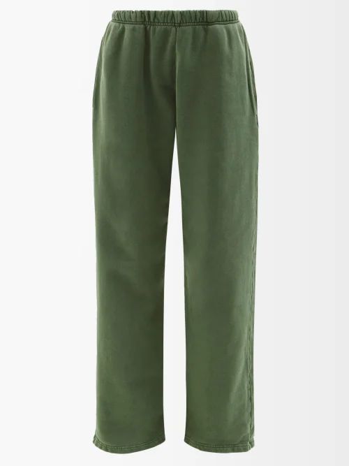 Brushed-back Cotton French Terry Track Pants - Womens - Green
