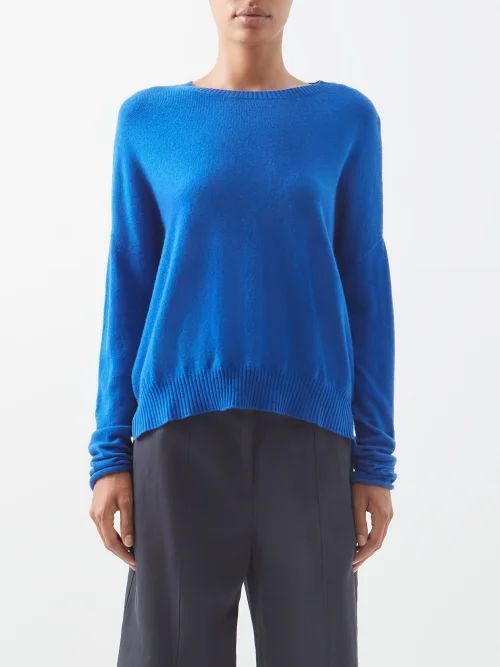 Crew-neck Cashmere Sweater - Womens - Blue