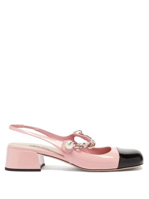Faux Pearl-embellished Leather Pumps - Womens - Pink Multi