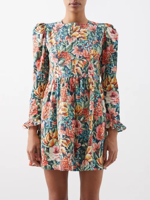 X Laura Ashley Prairie Floral-print Cotton Dress - Womens - Multi