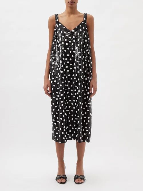 Oversized Sequinned Polka-dot Dress - Womens - Black