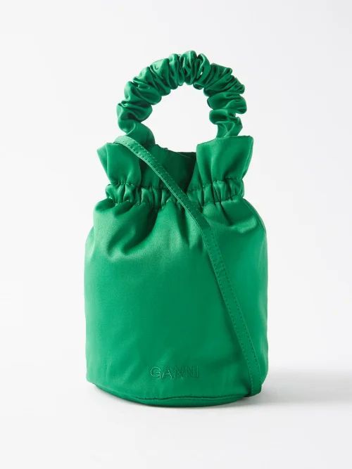 Ruched Satin Bag - Womens - Green