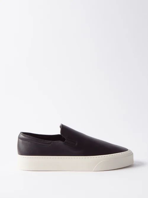 Marie H Leather Slip-on Trainers - Womens - Black