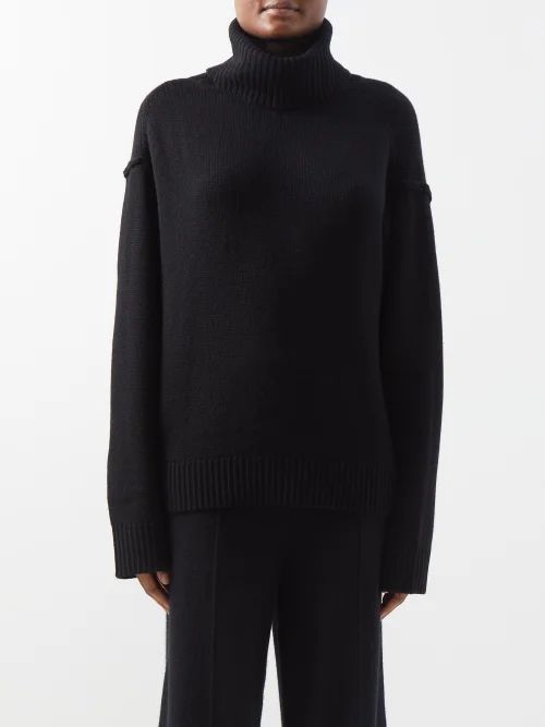 Wool-blend Roll-neck Sweater - Womens - Black