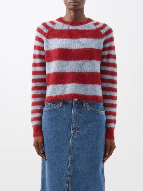 Striped Mohair-blend Sweater - Womens - Red Blue