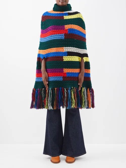 Striped Wool Poncho - Womens - Multi