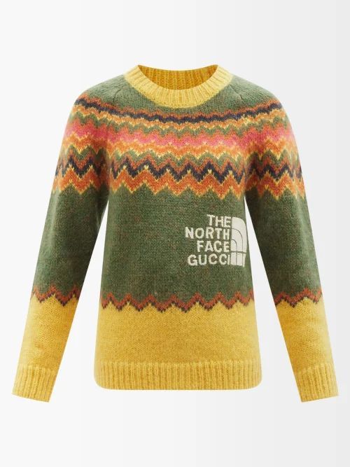 X The North Face Logo Mohair-blend Sweater - Womens - Green Stripe