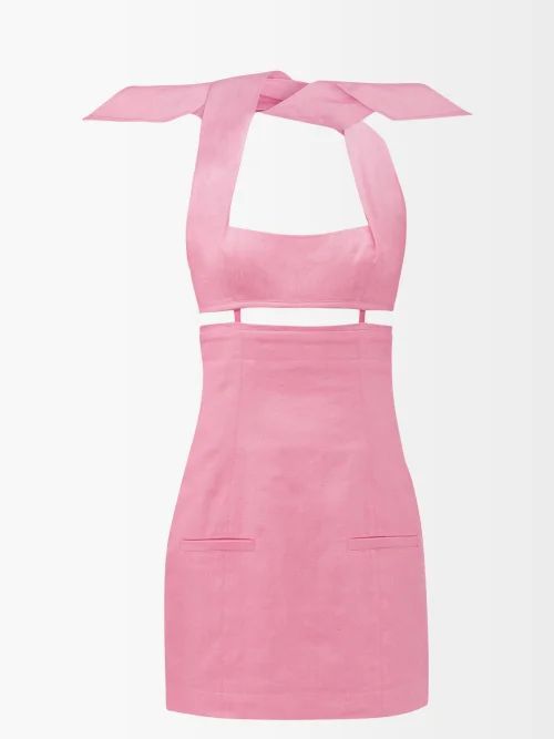 Limao Cutout Twill Mini Dress - Womens - Pink