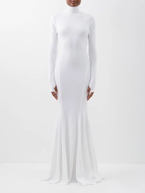 Turtle Cutout-back Jersey Maxi Dress - Womens - White