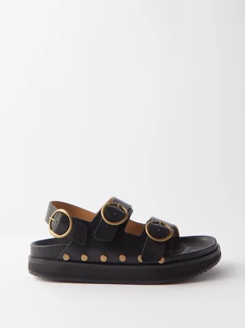 Ophie Buckle-strap Leather Sandals - Womens - Black