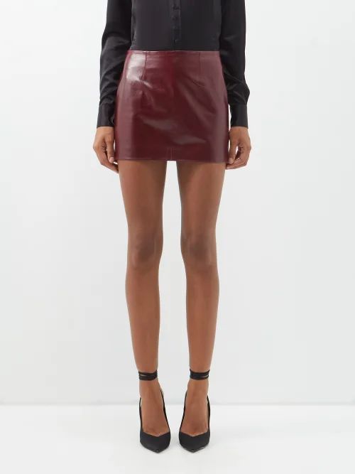 Haile Leather Mini Skirt - Womens - Burgundy