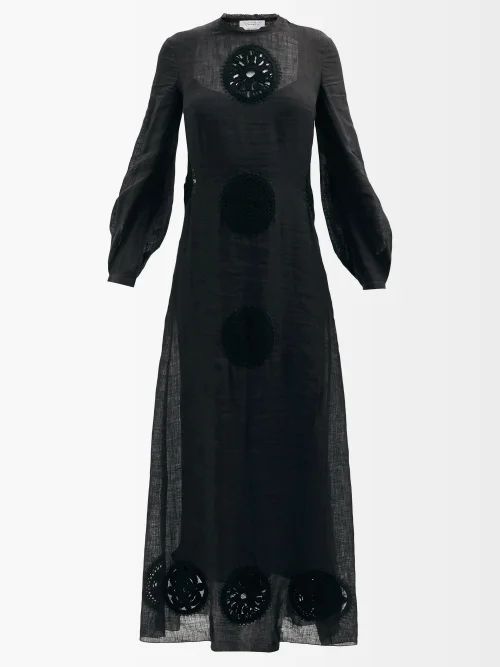 Alex Upcycled Linen-blend Maxi Dress - Womens - Black