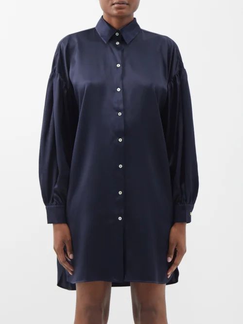 Philo Silk-satin Shirt Dress - Womens - Navy