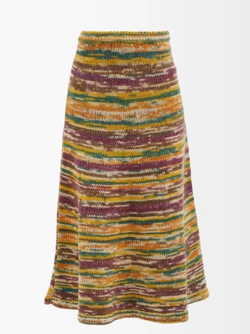 Sana Striped Cashmere Midi Skirt - Womens - Multi
