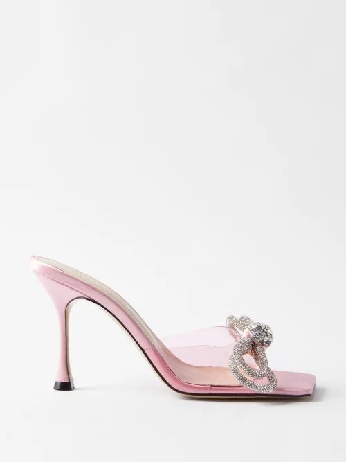 Double Bow 95 Crystal & Pvc Mules - Womens - Pink