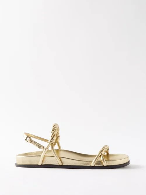 Diosa Metallic-leather Flat Sandals - Womens - Gold