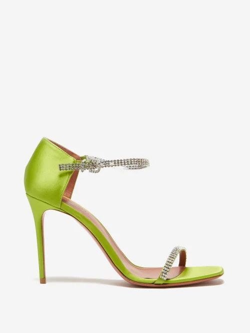 Ursina Crystal-embellished Silk-satin Sandals - Womens - Green
