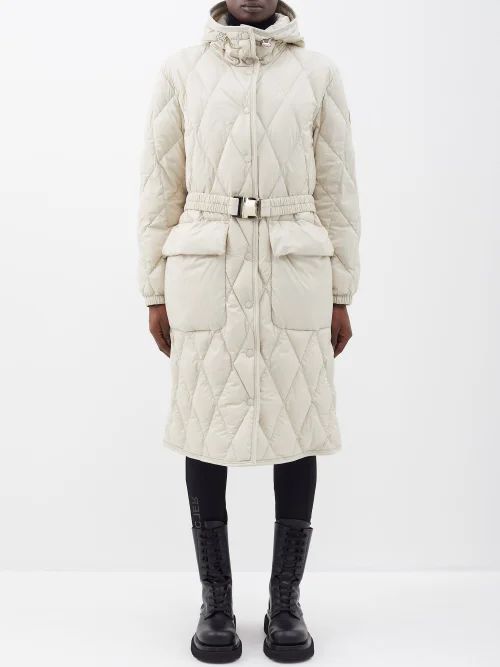 Tregunic Hooded Diamond-quilted Down Coat - Womens - Ivory