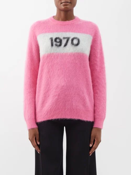 1970 Intarsia Mohair-blend Sweater - Womens - Pink