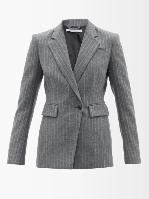 Pinstripe Recycled Wool-blend Blazer - Womens - Grey