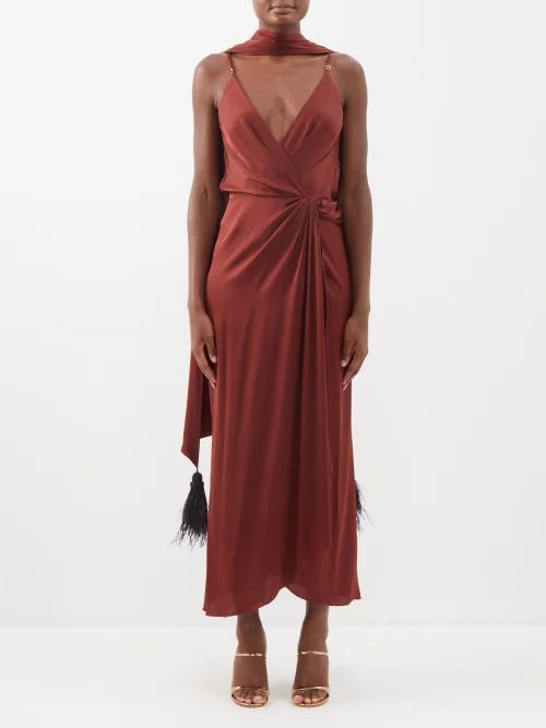 Firmament Tassel-trim Silk-blend Dress - Womens - Brown